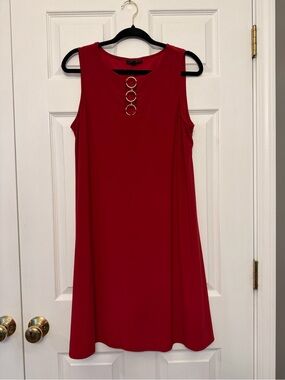 MSK Red Sleeveless Mini Dress with Gold Ring Detail